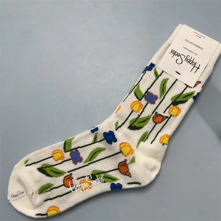 جوراب زنانه رنگارنگ HappySocks طرح کارتونی بامزه مدل اینستاگرامی نیمه‌ساقه بیرونی خیابانی