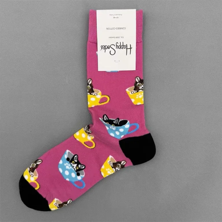 جوراب رنگی HappySocks مردانه طرح کارتونی فانتزی اینستاگرامی ساق‌متوسط بیرونی خیابانی