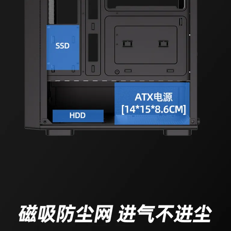 کیس کامپیوتر روباه نه‌دم T10 کیس اسمبل‌شده دسکتاپ ATX شیشه‌ای 240 خنک‌کننده آبی بدنه mATX
