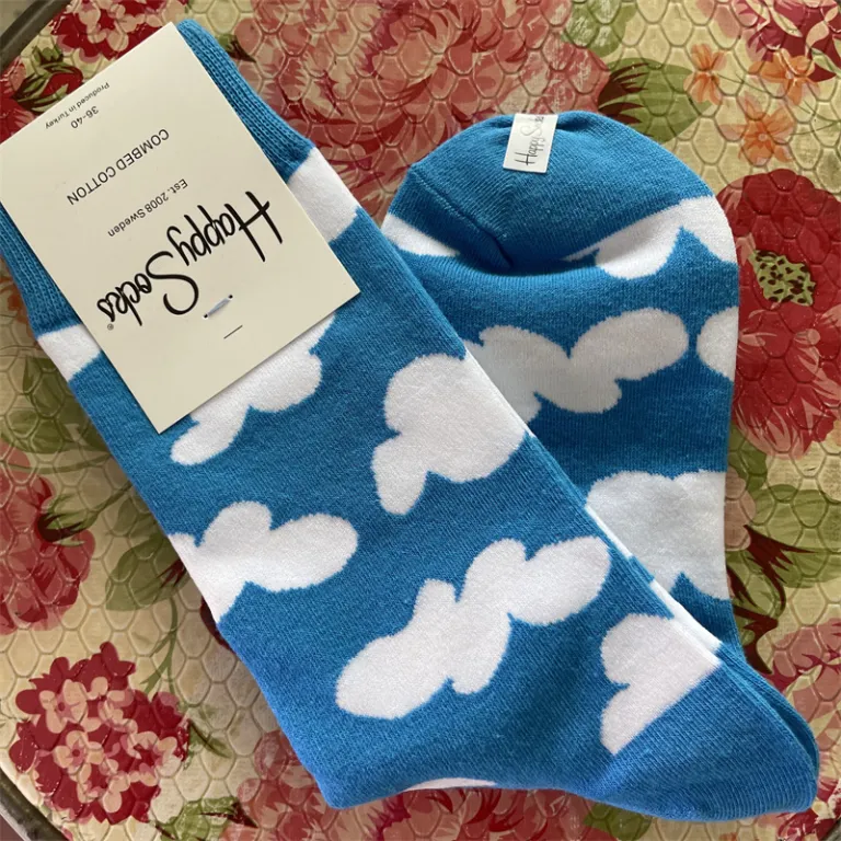 جوراب زنانه رنگارنگ HappySocks طرح کارتونی بامزه مدل اینستاگرامی نیمه‌ساقه بیرونی خیابانی