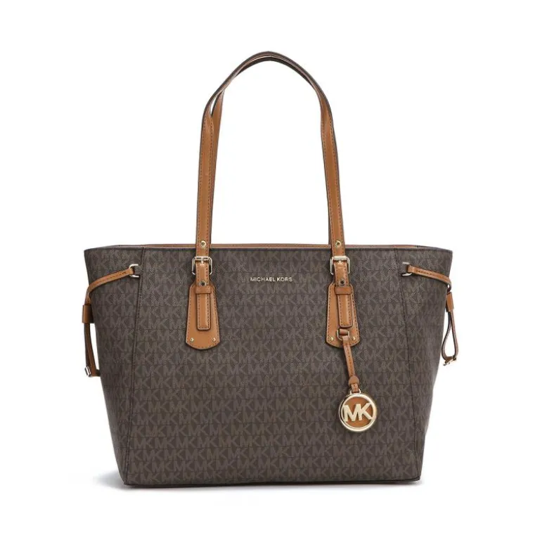 کیف دوشی زنانه MICHAEL KORS مدل Voyager طرح مونوگرام دورنگ