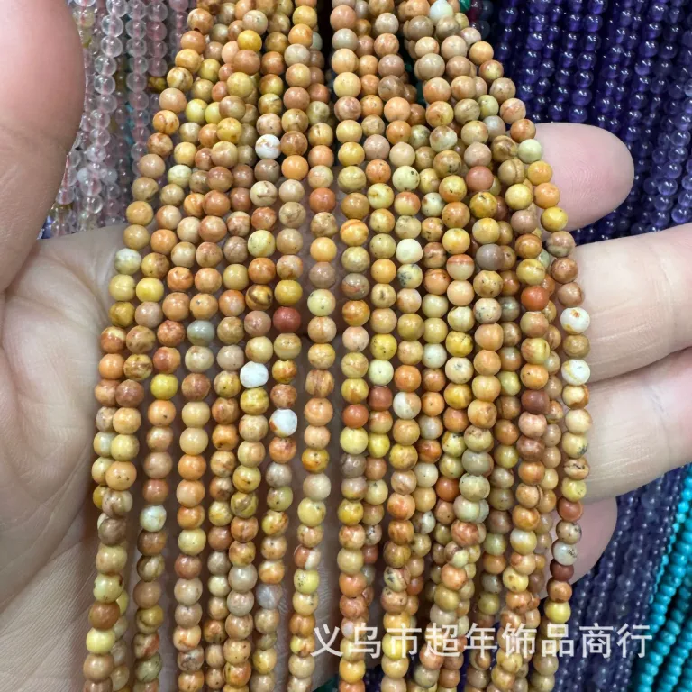 2mm3mm4mm مهره‌های گرد کوچک سنگ طبیعی، لوازم جانبی زیورآلات، آمیتیست، آونتورین سبز، تورمالین، مهره‌های DIY عمده