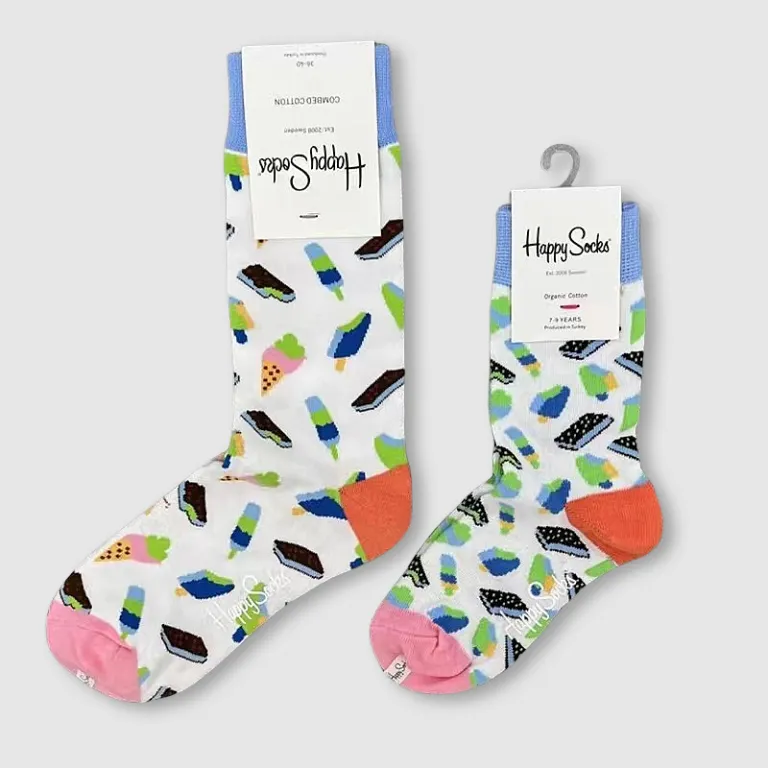 جوراب بچگانه HappySocks طرح کارتونی ساق متوسط مدل هایپی مناسب دختر و پسر برای استفاده بیرون از منزل طرح بامزه عمده و خانوادگی