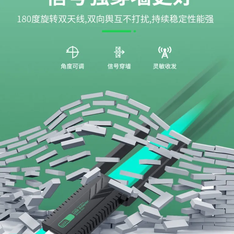 دانگل وای‌فای USB دو بانده گیگابیتی بدون نیاز به درایور 5G گیرنده وای‌فای برای کامپیوتر رومیزی، لپ‌تاپ و فرستنده