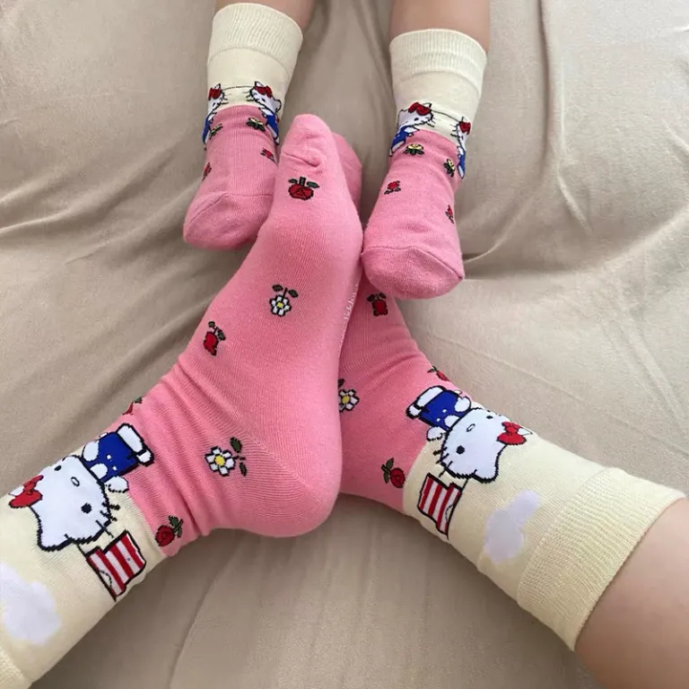 جوراب بچگانه HappySocks طرح کارتونی ساق متوسط مدل هایپی مناسب دختر و پسر برای استفاده بیرون از منزل طرح بامزه عمده و خانوادگی