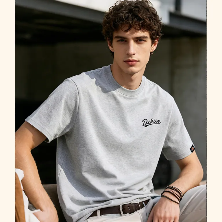 تی‌شرت مردانه نخی سنگین Dickies، تنفس‌پذیر و راحت، مدل کلاسیک وینتیج، آستین کوتاه، استایل روزمره آمریکایی