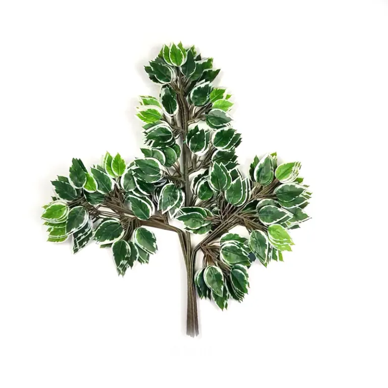 شاخه مصنوعی برگ انجیری با روکش پلاستیکی، برگ سبز مصنوعی برای تزئین باغ و فضای سبز