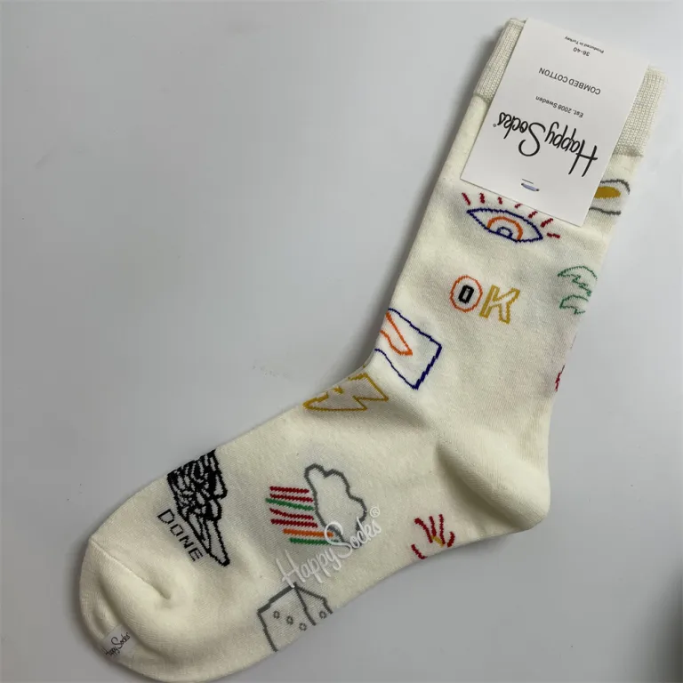 جوراب زنانه رنگارنگ HappySocks طرح کارتونی بامزه مدل اینستاگرامی نیمه‌ساقه بیرونی خیابانی