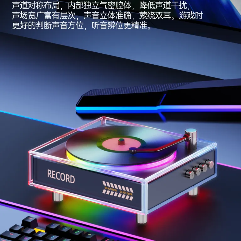 گرامافون جدید با بلوتوث و اسپیکر، نورپردازی RGB خیره‌کننده، دکوری با چراغ LED، اسپیکر کوچک خانگی