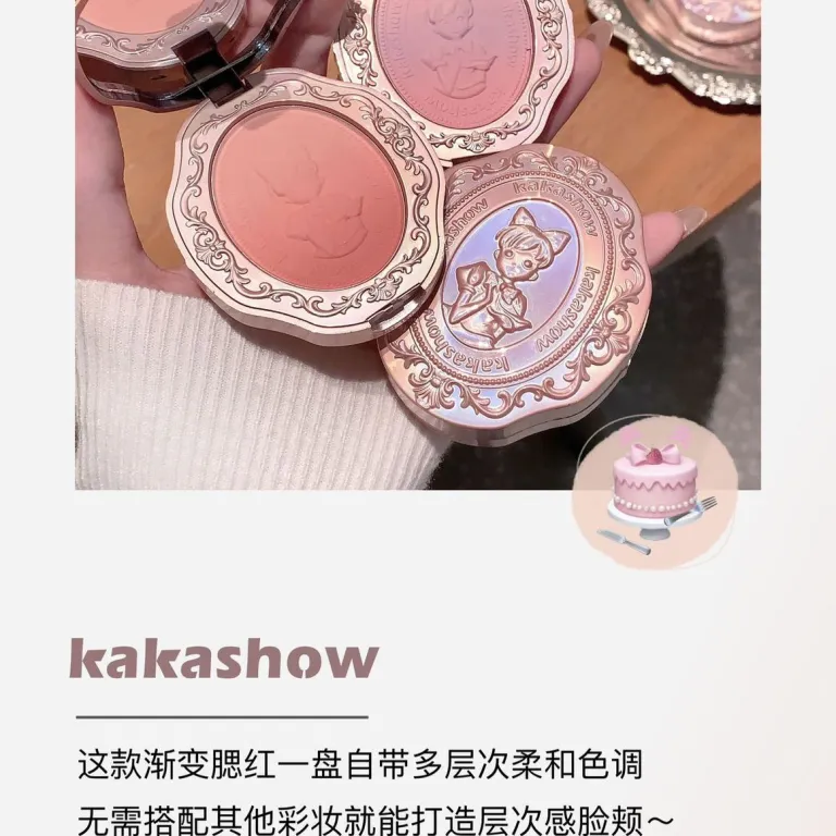 رژگونه گرادیان برجسته Kakashow دخترانه صورتی ملایم روشن‌کننده و اصلاح‌کننده رنگ پوست
