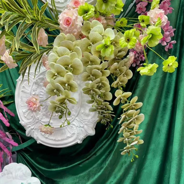 9 گل ارکیده پروانه‌ای مصنوعی با گلبرگ فیلمی 3D چاپی با حس لمس واقعی، گل ارکیده مصنوعی برای عروسی، گل‌آرایی و دکوراسیون منزل