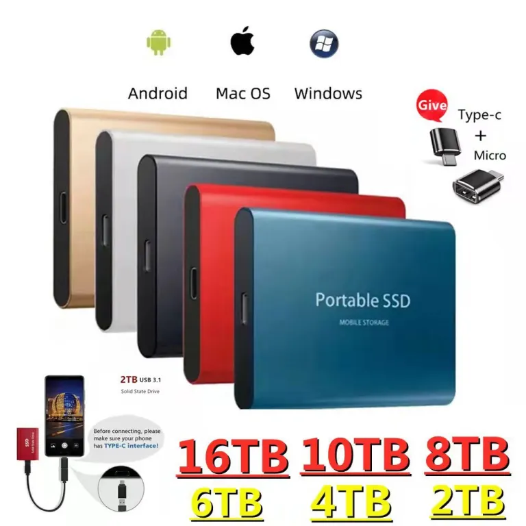26 هارد SSD قابل حمل برون‌مرزی 16TB8TB4TB2TB1T هارد SSD فوق‌باریک پرسرعت با ظرفیت بالا