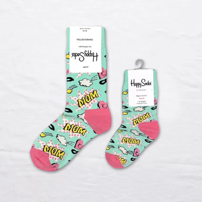 جوراب بچگانه HappySocks طرح کارتونی ساق متوسط مدل هایپی مناسب دختر و پسر برای استفاده بیرون از منزل طرح بامزه عمده و خانوادگی