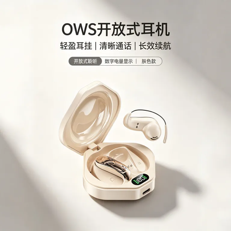 هدفون بلوتوثی باز جدید OWS گوش‌آویز با نمایشگر دیجیتال باتری و عمر طولانی مخصوص ورزش ows15