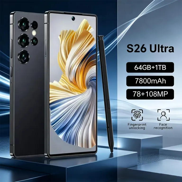 S26 ultra گوشی موبایل کراس‌بردر با صفحه‌نمایش بزرگ حفره‌دار اندروید موجودی آماده صادراتی پرفروش 7.3 اینچ قلم داخلی 4+64g