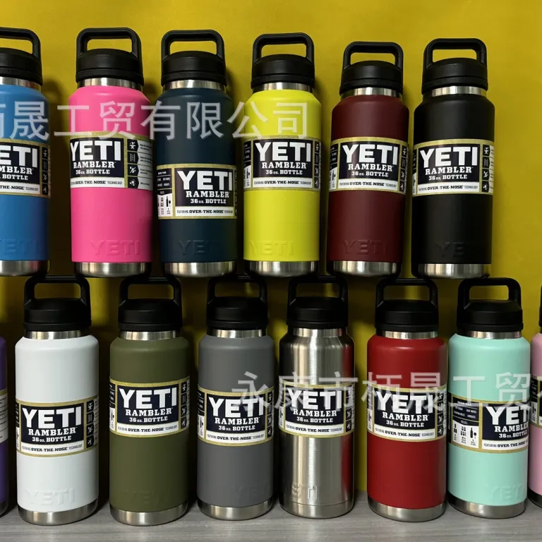 304 قمقمه استیل ضدزنگ YETI با دو درب و دسته، ظرفیت بالا، مناسب فضای باز و قابل حمل 36oz