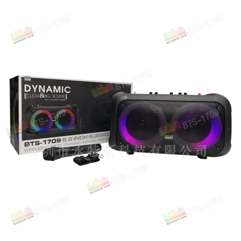 اسپیکر بلوتوثی قابل حمل بنددار BTS سری BTS-1709 دوگانه 6.5 اینچی عمده کارخانه KTS