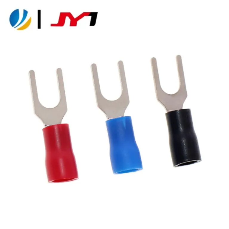 ترمینال پرسی سرد 4.3y مسی قلع‌اندود SV1.25-3 قرمز آبی مشکی 4.2 نوع چنگالی