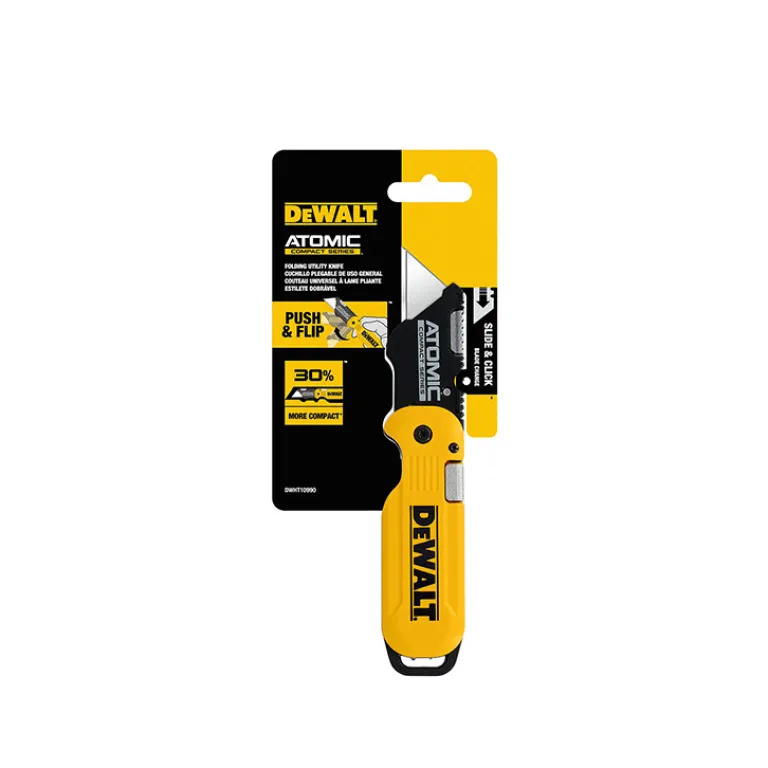 چاقوی تاشو DeWalt DWHT10990 مدل ATOMIC، کاتر چندمنظوره، تیغ برش، کاغذبر و بازکننده جعبه