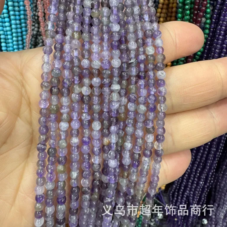 2mm3mm4mm مهره‌های گرد کوچک سنگ طبیعی، لوازم جانبی زیورآلات، آمیتیست، آونتورین سبز، تورمالین، مهره‌های DIY عمده
