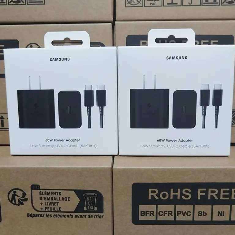 شارژر Samsung60W مخصوص Galaxy S26+ با شارژ سریع 3.0 آداپتور آمریکایی 5A به همراه کابل شارژ سریع