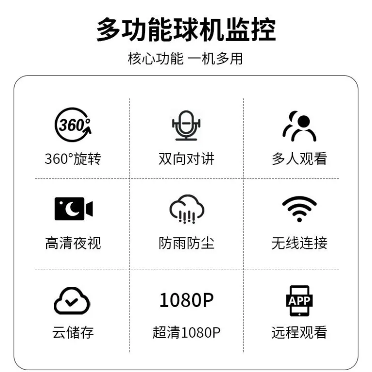 A10 دوربین مداربسته امنیتی 360 درجه هوشمند بی‌سیم دوگانه رنگی 1080p دوربین با وضوح بالا