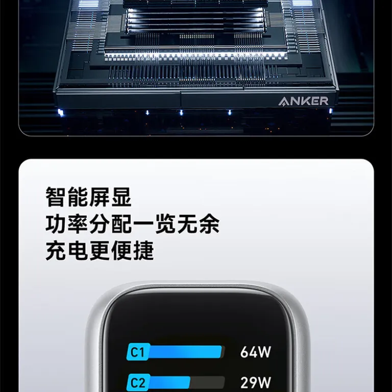 ست شارژر و کابل ANKER 140W گالیوم نیترید با دو نمایشگر هوشمند B2697