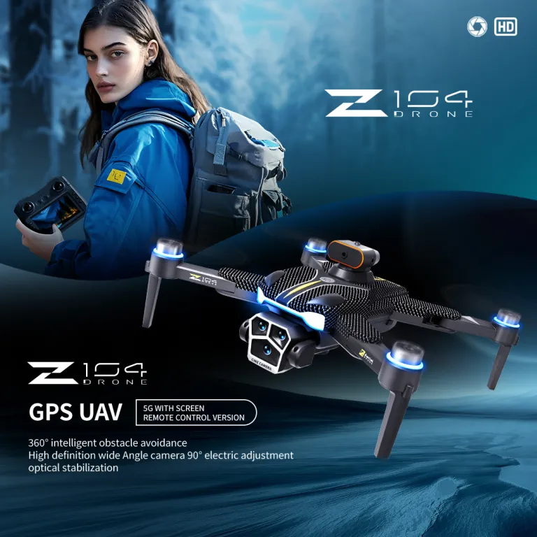 پهپاد اسباب‌بازی با کنترل از راه دور، بازگشت خودکار GPS، دوربین HD، نمایشگر روی ریموت، اجتناب از مانع و کنترل‌کننده سرعت الکترونیکی Z104