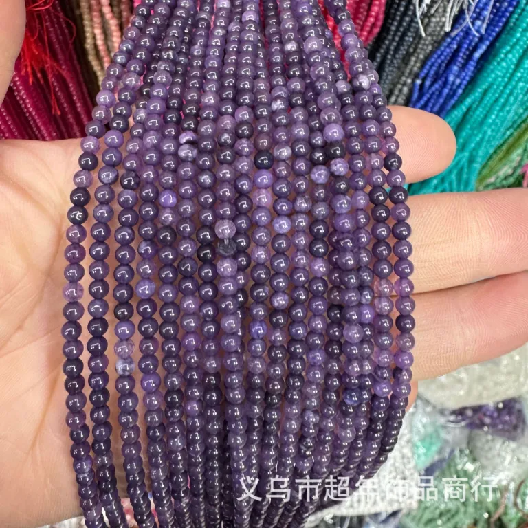 2mm3mm4mm مهره‌های گرد کوچک سنگ طبیعی، لوازم جانبی زیورآلات، آمیتیست، آونتورین سبز، تورمالین، مهره‌های DIY عمده