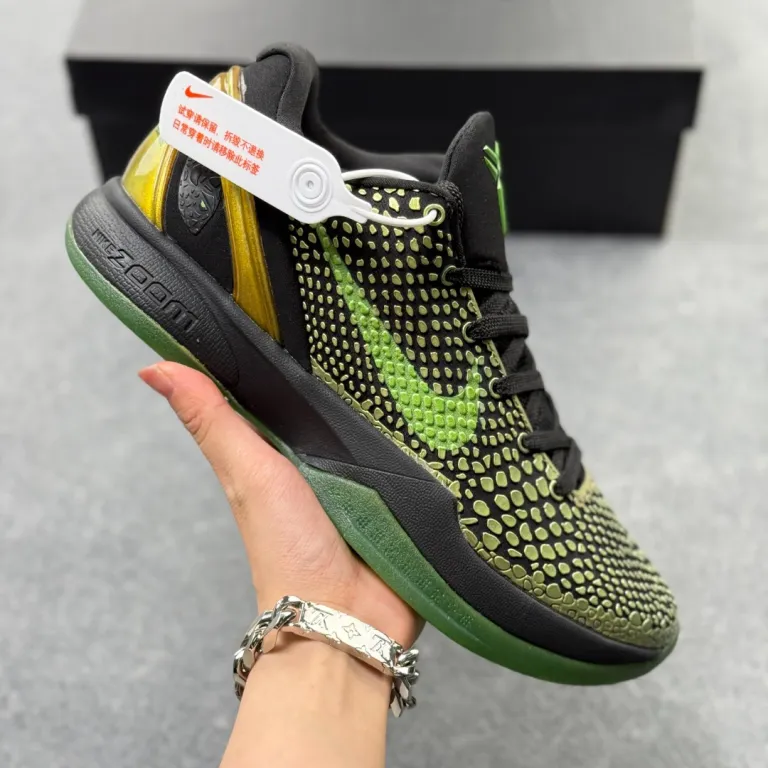 کفش بسکتبال کوبی 6 نسخه اورجینال پوتیان Kobe6 مدل گرین هورنت با صفحه کربنی، مناسب مسابقه و تمرین مردانه و زنانه