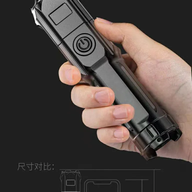 چراغ‌قوه USB با نور قوی، مناسب فضای باز، قابل حمل، بادوام، برد بلند، فوکوس متغیر، LED فوق‌روشن، شارژی، مناسب خانه، مواقع اضطراری و به عنوان پاوربانک