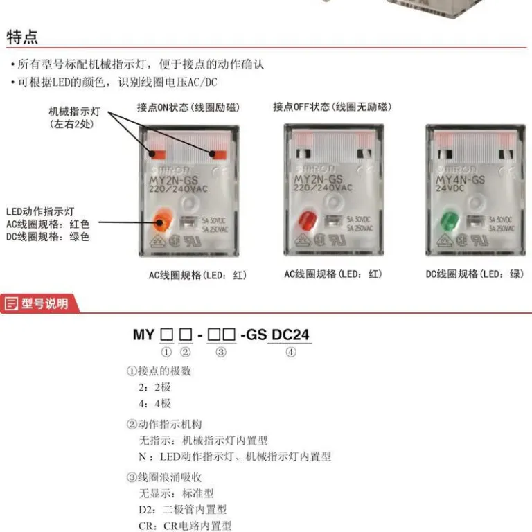 رله قدرت مینیاتوری امرون؛ MY4-GS-RAC100/110BYOMZ/C