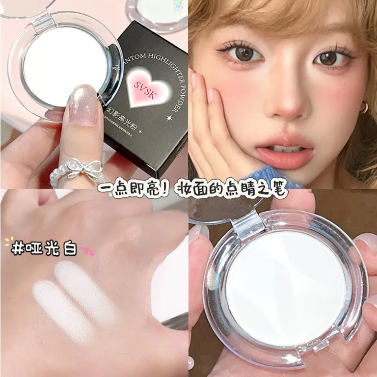 سایه چشم هایلایتر سفید برای روشن‌کردن وسط صورت و رفع گودی زیر چشم مات تک‌رنگ مناسب کانتورینگ