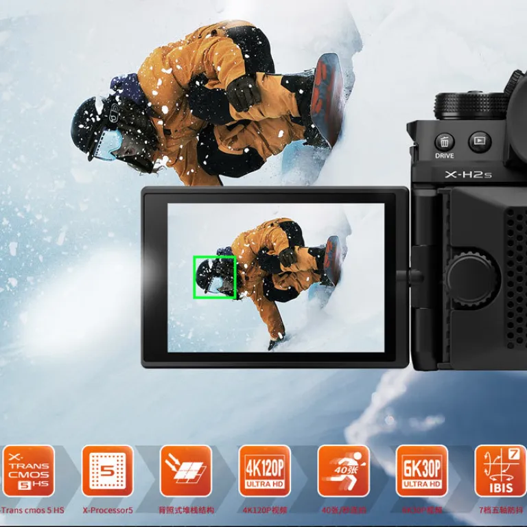دوربین بدون آینه FUJIFILM X-H2s فیلم‌برداری 6K لرزشگیر پنج‌محوره عکاسی پیاپی پرسرعت xh2s