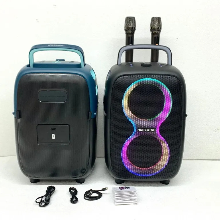 650W اسپیکر بلوتوثی بی‌سیم قابل حمل HOPESTAR PARTYONE CLUB با دو میکروفون دستی و نور RGB