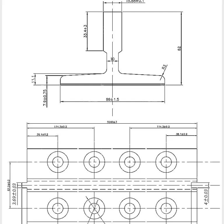 ریل آسانسور ماشین‌کاری‌شده T شکل T75/T78/T89/T90/T127T114T82T50 ریل آسانسور