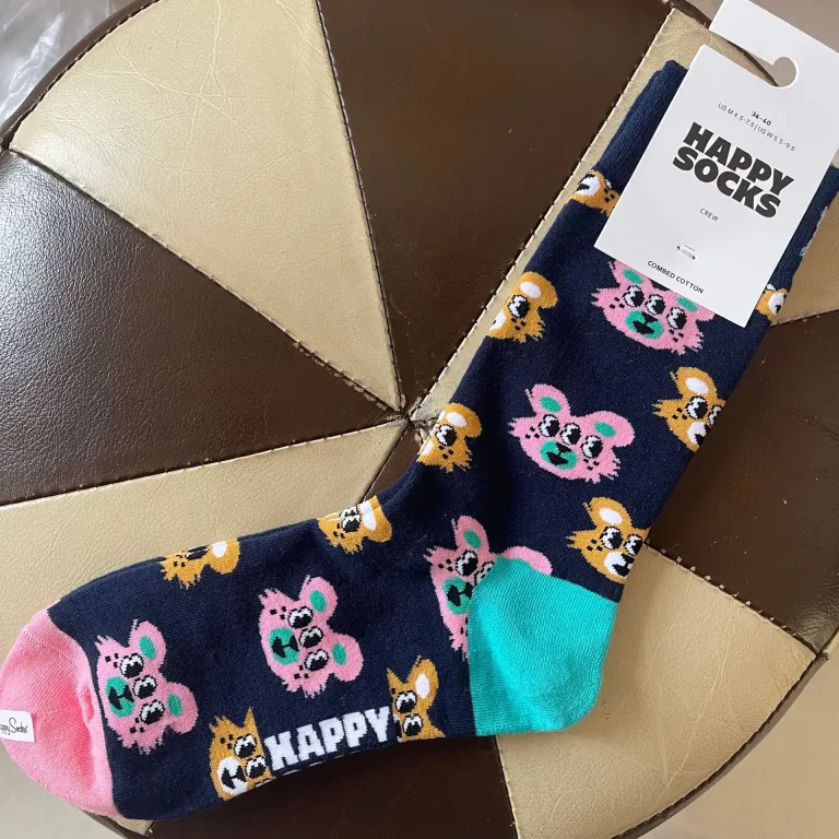 جوراب زنانه رنگارنگ HappySocks طرح کارتونی بامزه مدل اینستاگرامی نیمه‌ساقه بیرونی خیابانی