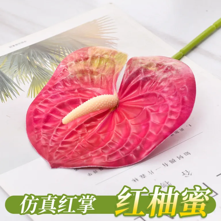 گل آنتوریوم مصنوعی تک شاخه 3D با بافت طبیعی فلامینگو دکور صحنه خانه چیدمان تزئینی شاخه گل مصنوعی دسته گل