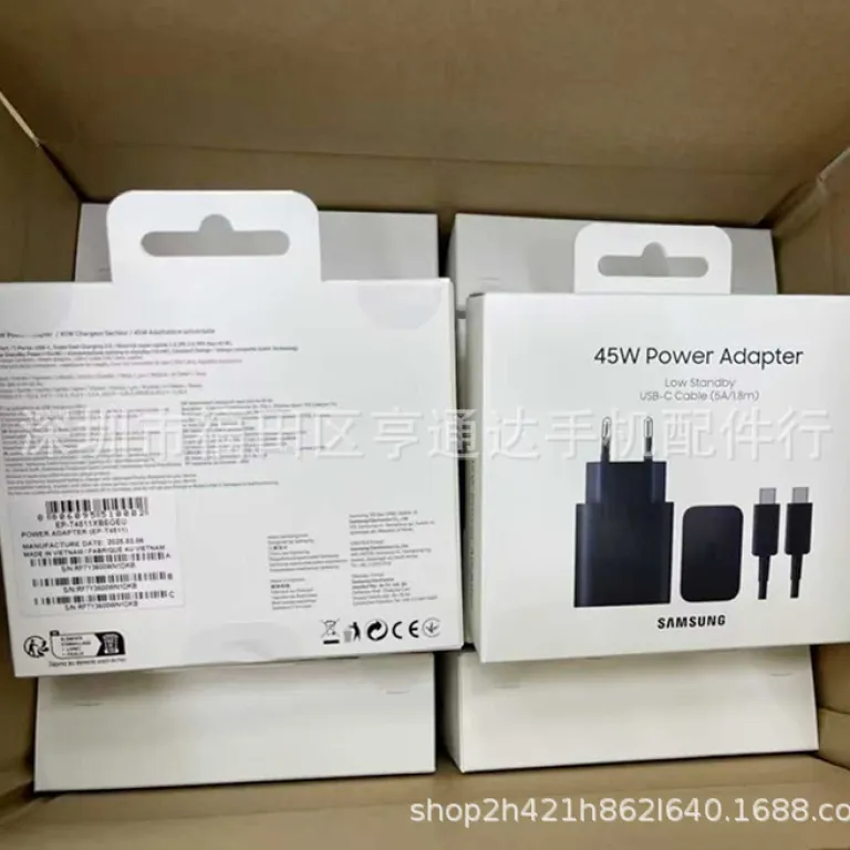 T4511 شارژر اورجینال سامسونگ 45w آداپتور Note20/S25/Zfold6 استاندارد اروپا 45W سوپر فست شارژ