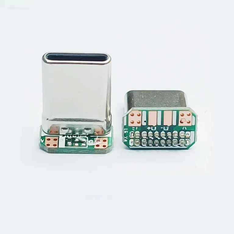 TYPE-C کانکتور نری عمودی 16Pin با برد PCB 2/3/4/5/6 پد لحیم کشیده 90 درجه L شکل
