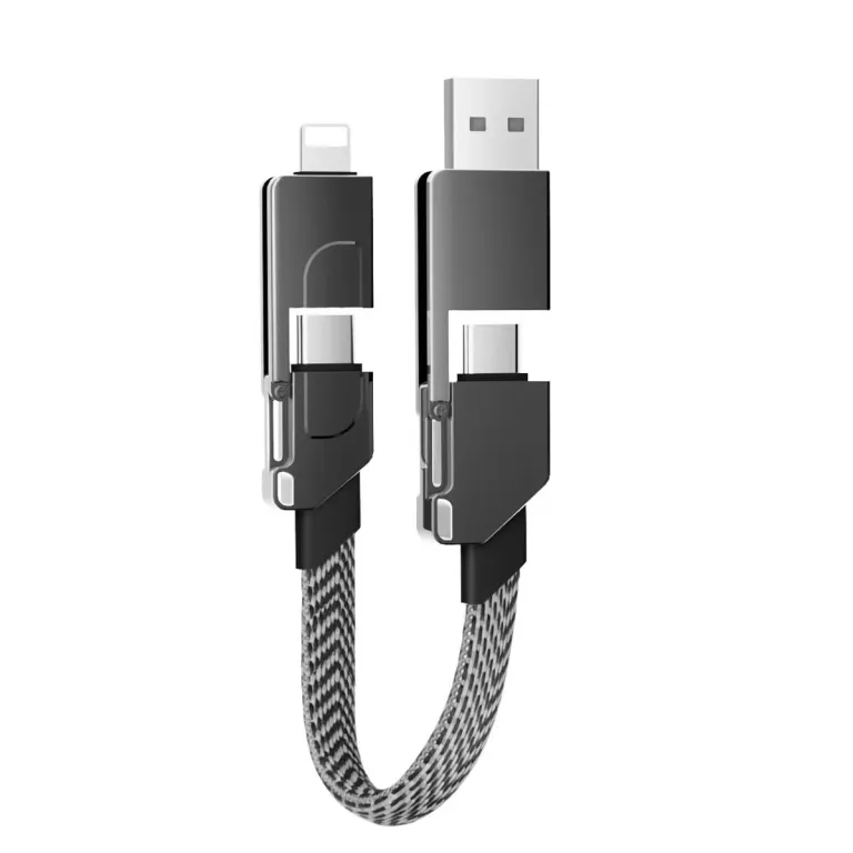 کابل دیتا چهارکاره آلیاژ روی 65W قابل حمل مناسب شارژ سریع آیفون