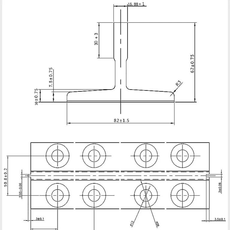 ریل آسانسور ماشین‌کاری‌شده T شکل T75/T78/T89/T90/T127T114T82T50 ریل آسانسور