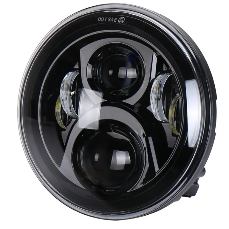 7 اینچ چراغ بزرگ هارلی رانگلر 6 مهره 60W اصلاح‌شده موتورسیکلت آفرود چراغ جلو LED با چشم فرشته سفید زرد