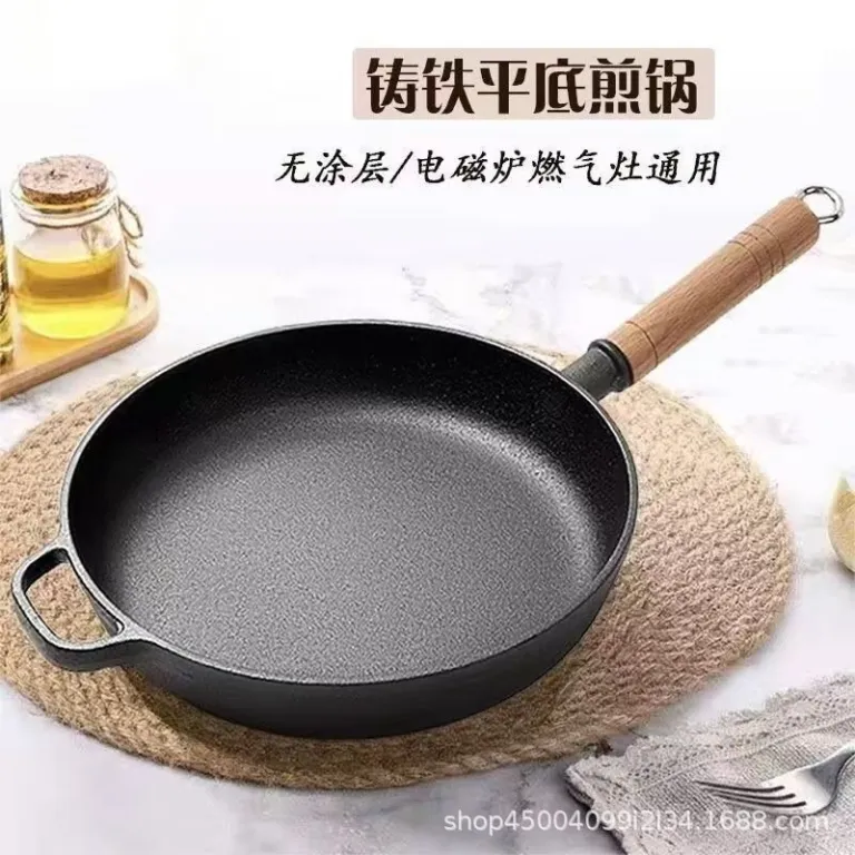 ماهیتابه چدنی بدون روکش نچسب مخصوص استیک و پخت نان، مناسب اجاق گاز، مدل سنتی