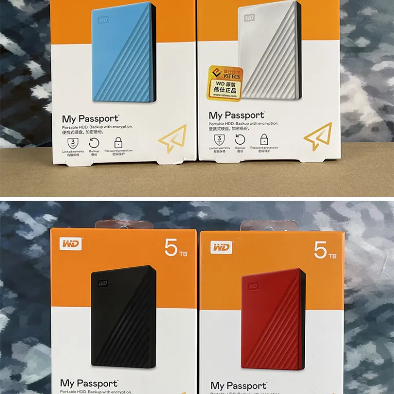 هارد اکسترنال قابل حمل WD My Passport 1T2T4T5T6T با رمزنگاری پرسرعت USB3.0