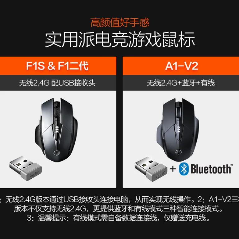 ماوس بی‌سیم بلوتوثی سه‌حالته INPHIC اینفیک F1S PM6 شارژی بی‌صدا مناسب کارهای اداری، بازی و کامپیوتر