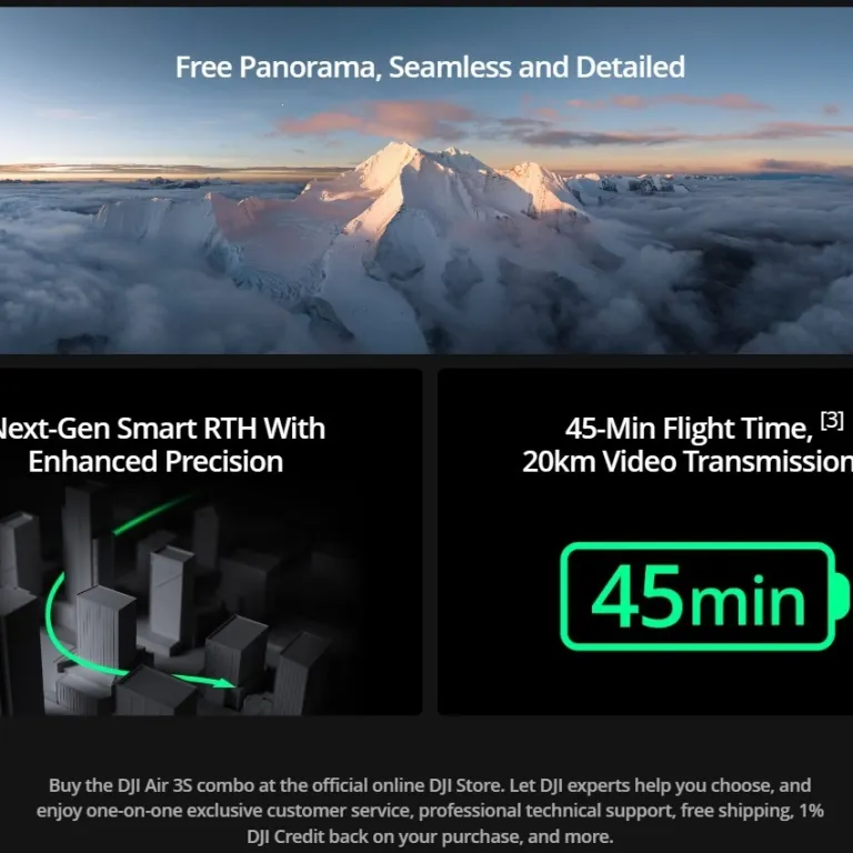 پهپاد دوربین دوگانه پرچمدار DJI DJIAir3S مناسب برای عکاسی هوایی حرفه‌ای با کیفیت بالا، مناسب سفر، با اجتناب فعال از موانع و قابلیت تعقیب