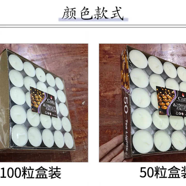 100 بسته 4 ساعته شمع بدون دود برای گرم کردن چای پارافینی مناسب تولد و ابراز عشق گرد 50 عددی عمده