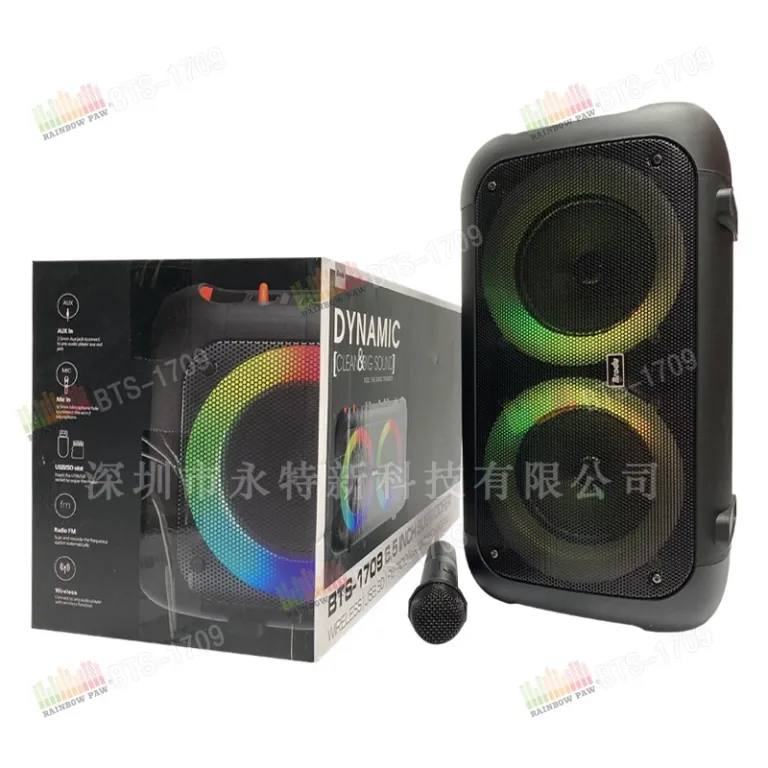 اسپیکر بلوتوثی قابل حمل بنددار BTS سری BTS-1709 دوگانه 6.5 اینچی عمده کارخانه KTS