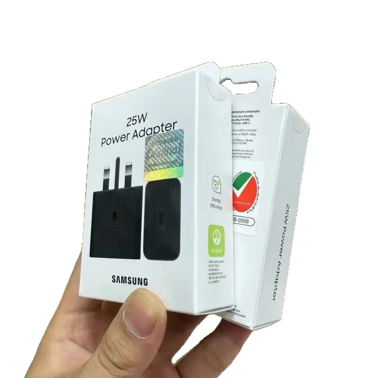 شارژر جدید 25W T2510 اورجینال مناسب سامسونگ S23/S24 با دوشاخه انگلیسی 25W و قابلیت سوپر فست شارژ